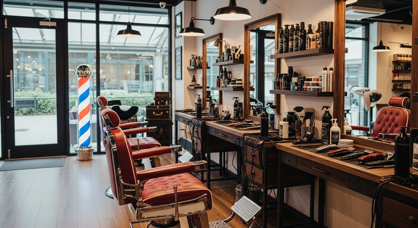 Vibrant Filipino barbershop with barber giving a fresh fade haircut