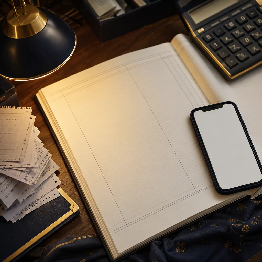A phone lying on the owner's ledger with the week explained in one sentence