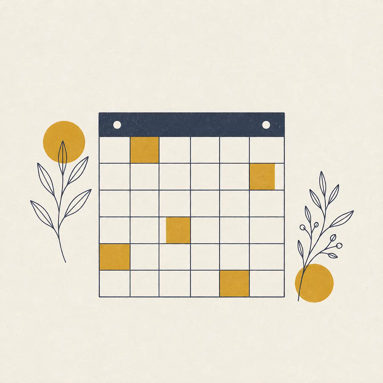 Flat illustration of thirty dots filling a grid in one sweep