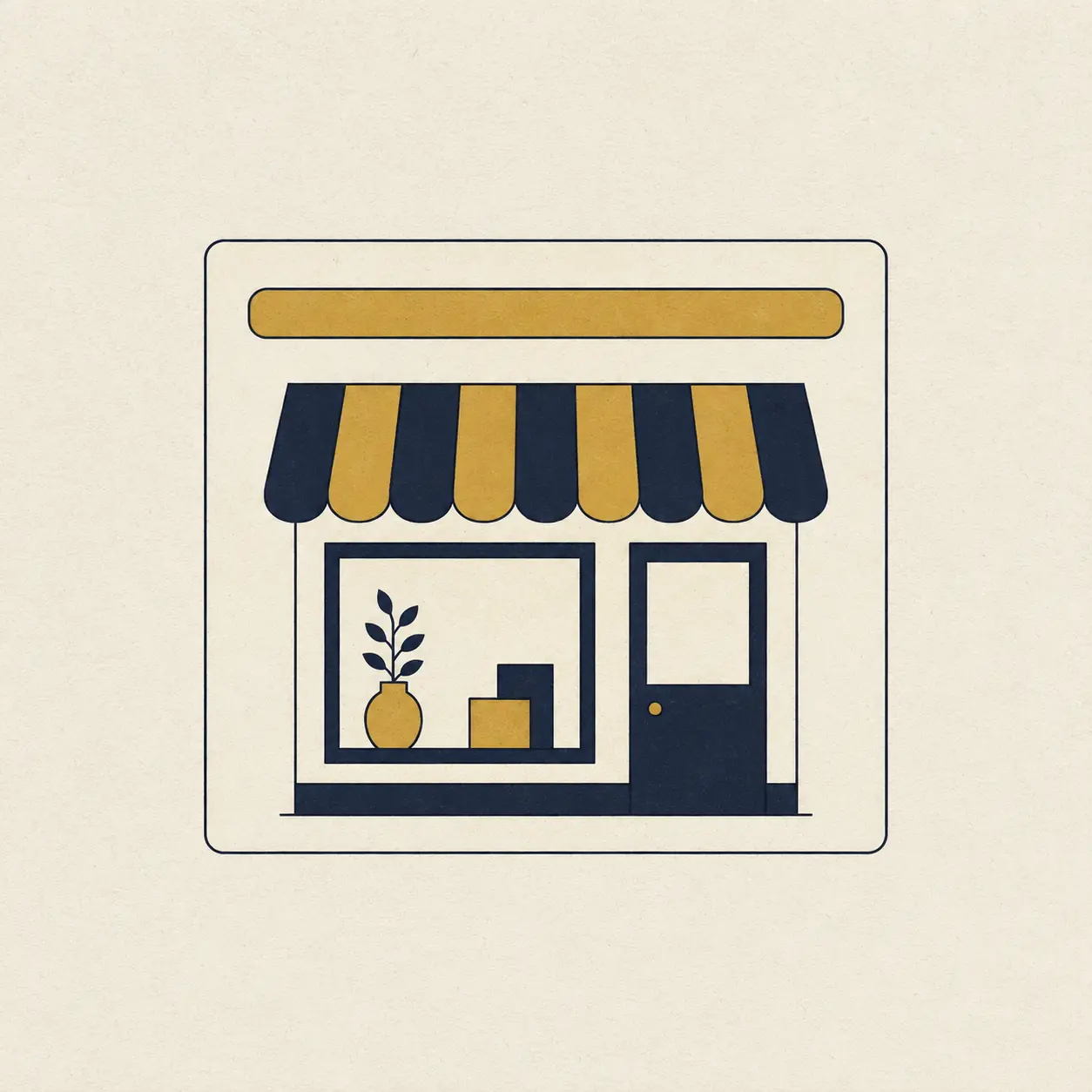 Flat illustration of a business card with a gold foil corner
