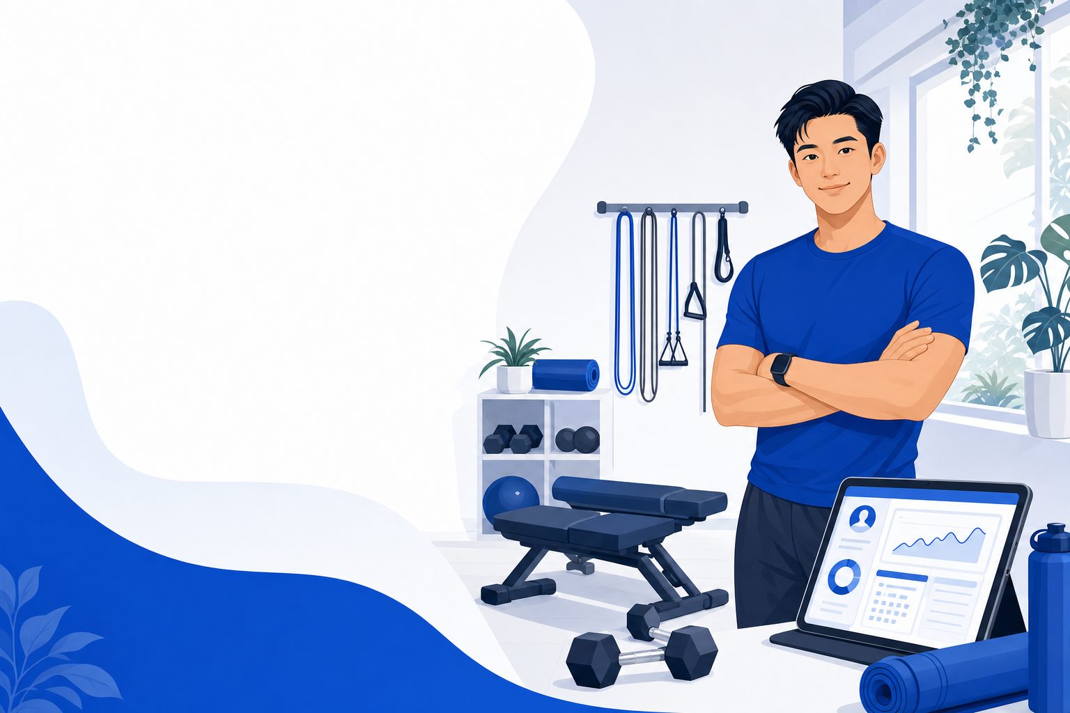 Fitness studio instructor managing class bookings on a branded app
