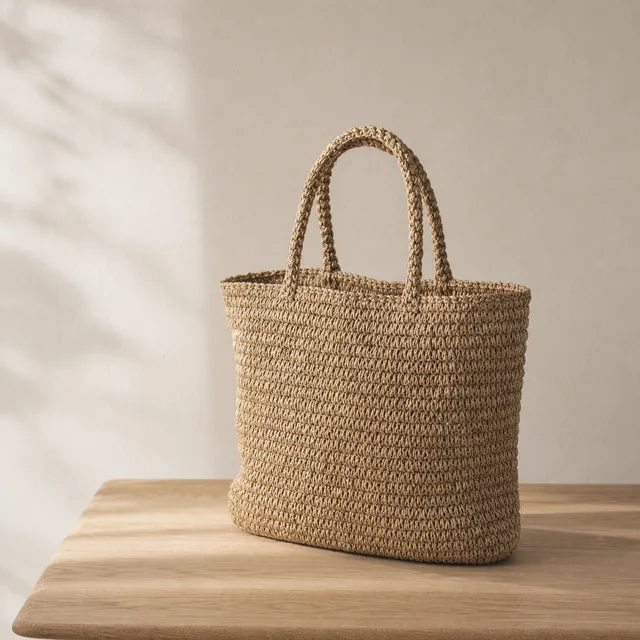 Handwoven natural-fiber tote bag